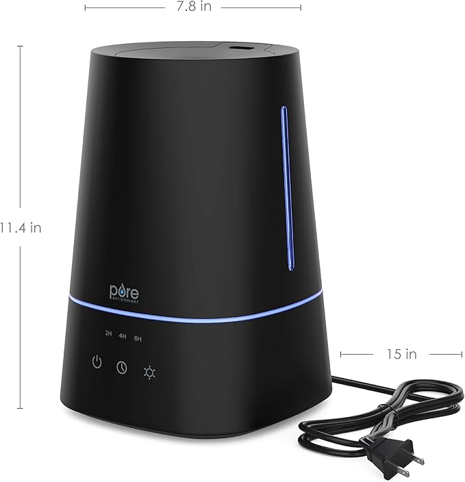 Pure Enrichment HUME Max - Easy Top-Fill Ultrasonic Cool Mist Humidifier, 3.7-L (1 Gallon) Water Tank, 3 Mist Settings, & Auto Shut-Off Timer - Ideal for Large Bedrooms, Nurseries & Dry Areas (Black) - Image 7