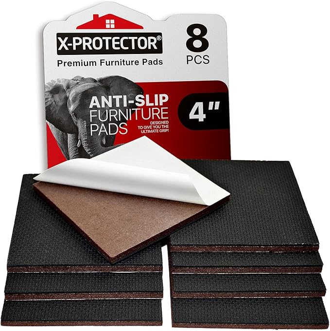 X-PROTECTOR Non Slip Furniture Pads - 8 pcs Premium Furniture Grippers 4"! Self-Adhesive Rubber Feet Furniture Feet - Ideal Non Skid Furniture Pad Floor Protectors - Keep Furniture in Place! by X-Protector