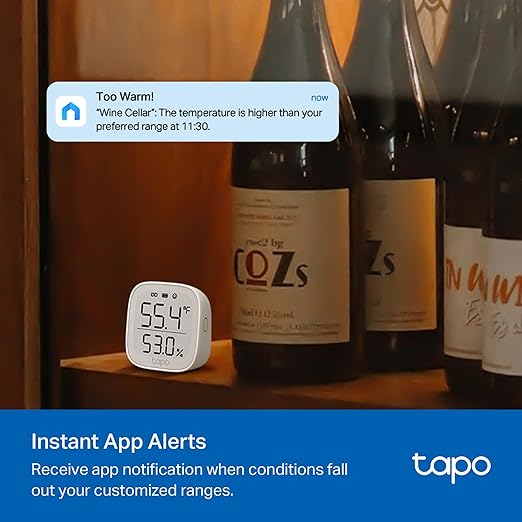 Tapo Smart Temperature and Humidity Monitor, 2.7" E-Ink Display, Swiss-Made Sensor, Real-Time Notification, Visual Graphics, Hub Required, White (T315) - Image 6