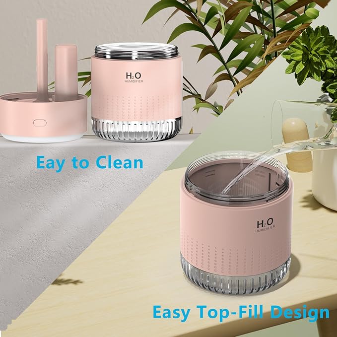 Colorful Mini Humidifier, USB Rechargeable Humidifier, small humidifier, 4 Modes Super Quiet, Humidifiers For Bedroom,Suitable For Travel Office Family Baby Bedroom-Soft Pink - Image 6