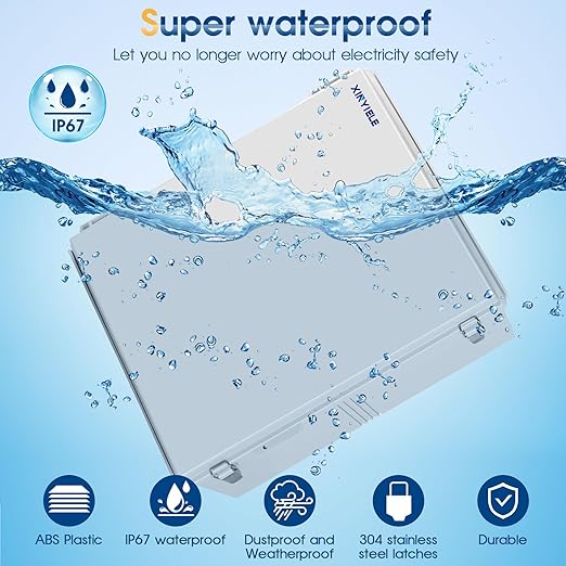 Waterproof Outdoor Project ABS Plastic Junction Box IP67 Weatherproof Dustproof Enclosure with Hinged Cover, Mounting Plate,Wall Brackets for Power Project (Grey,19.7"x15.7"x7.9") - Image 2