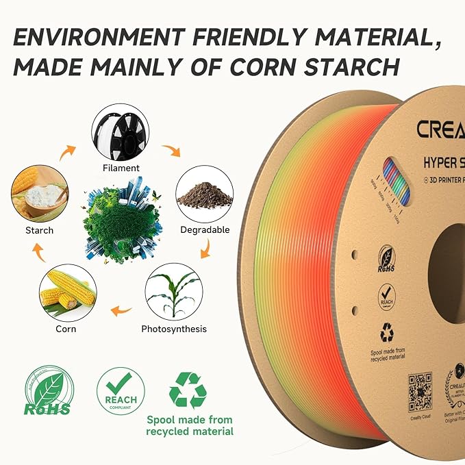 Official Creality Hyper PLA Filament 1.75mm White & Rainbow 2KG, 30-600mm/s High Speed PLA Rapid 3D Printer Filament, 2 Pack 1kg Spool(2.2lbs), Dimensional Accuracy +/-0.02mm, Fit Most FDM 3D Printer - Image 7