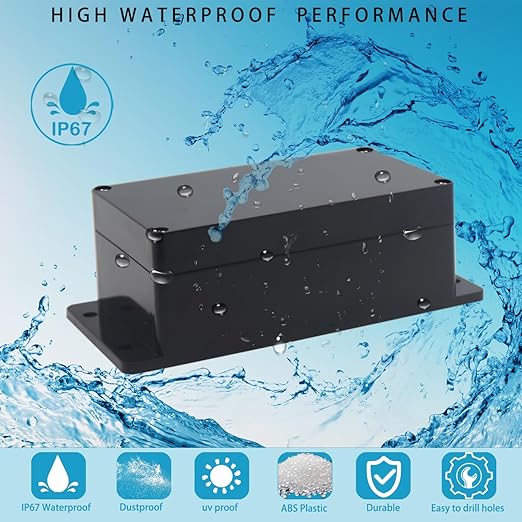 Watertight Junction Box, IP67 Waterproof Project Box Durable ABS Plastic Electronic Enclosure Case for DIY Electrical Project with Wall Fixed Ear 6.22" x 3.54" x 2.52"(158 x 90 x 64 mm) - Image 7