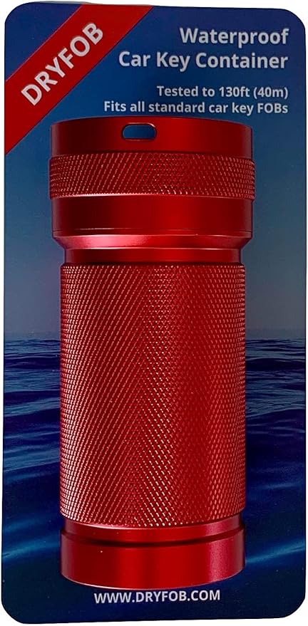 DRYFOB Waterproof PLB or Car Key Container, Case, Holder for Scuba Diving and Watersports, Rugged Aluminum, Rated to 1,200ft (365m) by DRYFOB