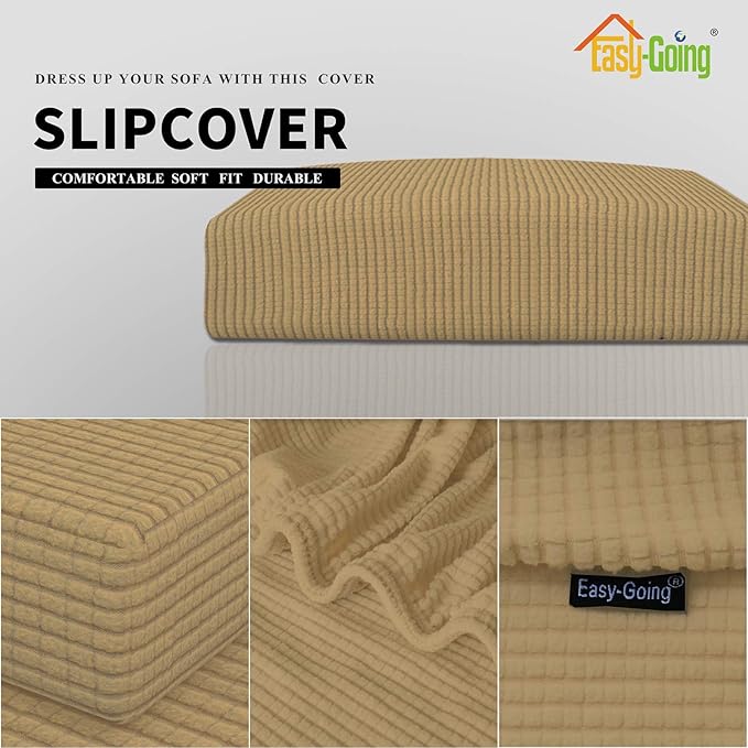 Easy-Going Stretch Cushion Cover Sofa Cushion Furniture Protector Sofa Seat Sofa slipcover Sofa Cover Soft Flexibility with Elastic Bottom(Sofa Cushion,Golden) - Image 4