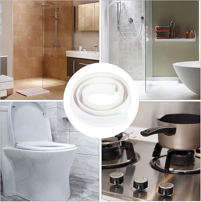 LIFKOME 2m Bathroom Strip Kitchen Desktop Strip Shower Water Blocker Edge Guard Soft Hands Easy to Install - Image 8