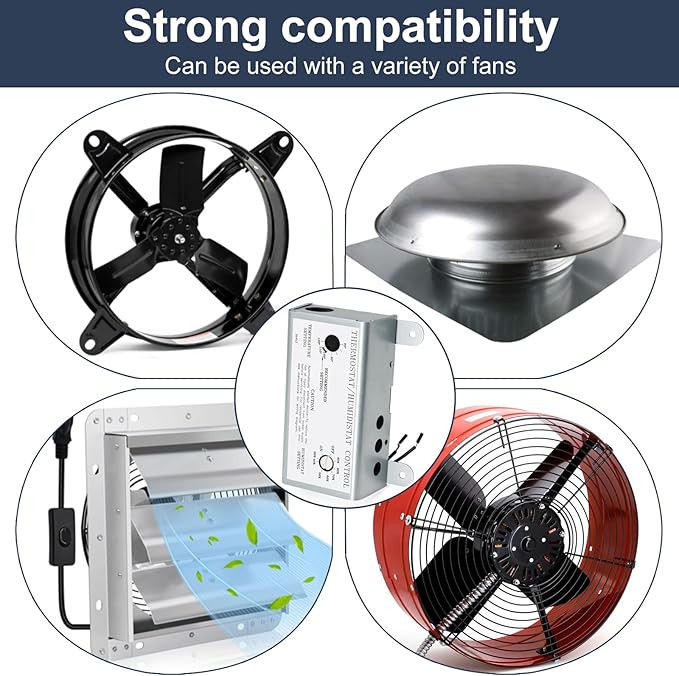 Criditpid Attic Fan Adjustable Thermostat & Humidistat Controller Box for Powered Attic Ventilators Fan- Replacement Temperature Humidity Controller. - Image 6