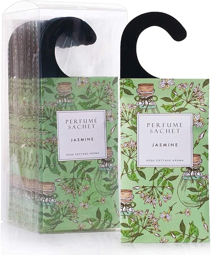 ROSE COTTAGE Large 12 Packs Jasmine Hanging Closet Deodorizer Air Freshener Long Lasting Scented Sachets Smell Goods for House by ROSECOTTAGE