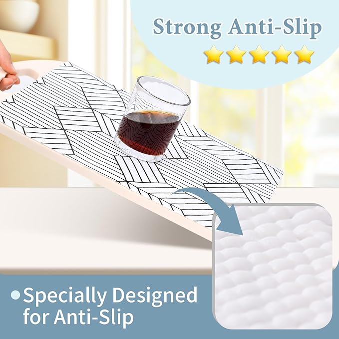Shelf Liners for Kitchen Cabinets Non Adhesive Shelf Liner Paper Non-Slip Thickened Drawer Liner Easy to Clean for Tool Box Refrigerator with Knife and Tape Measure, Black Geometric, 17.3 x 236.2 in - Image 5