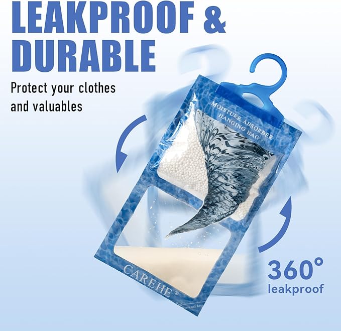 Hanging Moisture Absorbers Bags, Effective Dehumidifiers for Closet, Wardrobe & Bedroom, Absorbs Excess Humidity, Prevents Dampness & Odor, Easy to Use & Long-Lasting Fragrance-Free - Image 7