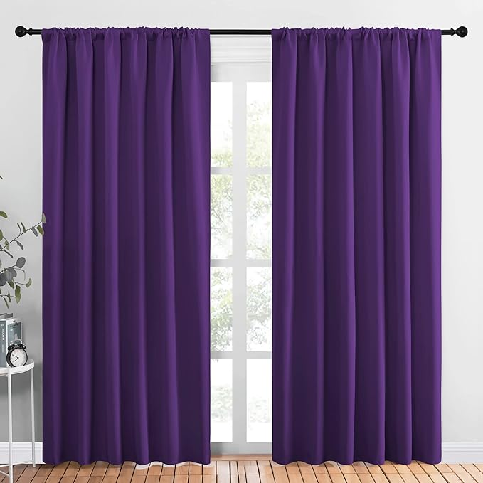 NICETOWN Room Darkening Curtains for Bedroom, Royal Purple, Set of 2 Panels, 62 x 84 Inch, Triple Weave Home Decoration Thermal Insulated Solid Drapes for Patio Door by NICETOWN