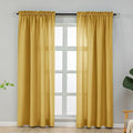 L.Z.E Non-See-Through Privacy Curtains 84 Inches Long 2 Panels Set, Gold Light Filtering Semi Sheer Curtains for Living Room Bedroom Doorway Divider, Rod Pocket Window Panels (55" W x 84" L) by LZE