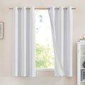 NICETOWN 100% Absolutely Blackout Linen Curtains with Thermal Insulated White Liner, White, 42 inches Wide, 63 inches Length Energy Saving Curtains for Cupboard 2 Panels Set, Vertical Blinds by NICETOWN