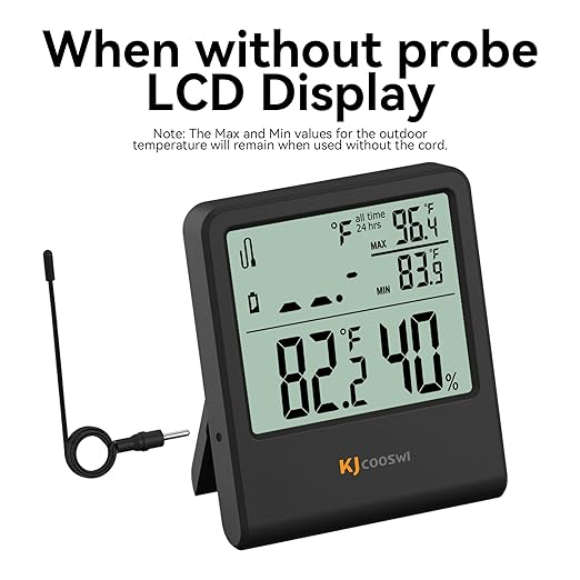Digital Indoor Outdoor Thermometer Wired, Indoor Outdoor Temperature Monitor with Min/Max Record and Extra Temperature Probe Sensor for Home, Office, Greenhouse, Aquarium, Refrigerator, Freezer - Image 2