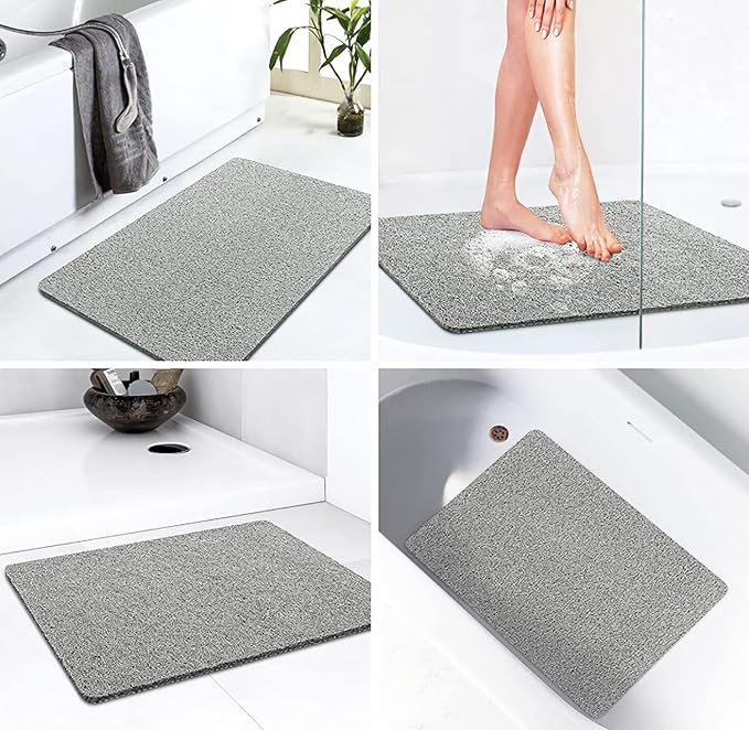Non-Slip Shower Mat Bathtub Mat with Drain Soft on Feet PVC Loofah Shower for Bathroom Wet Area Quick Drying No Suction Cup Comfort Shower Rugs Bathroom Accessories (39”×16”) - Image 7