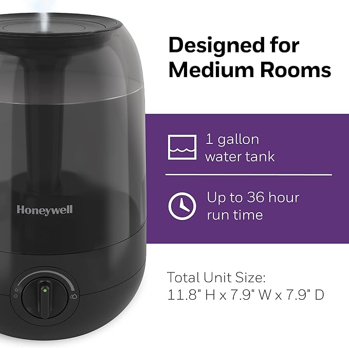 Honeywell Ultra Comfort Cool Mist Humidifier, No Filter, Easy to Fill and Clean, Cleaning Brush Included, Ultra Quiet, Use With Essential Oils for Extra Comfort, Black, HUL545B - Image 6