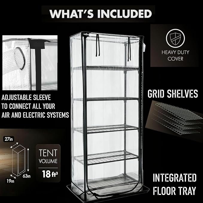 Mushroom Grow Tent, Martha Tent for Mushroom Growing kit, Mini Greenhouse Indoor, sturdy racks can accommodate a variety of mushrooms, including trays, fruiting blocks & grow kits (Mushroom Grow Tent) - Image 4