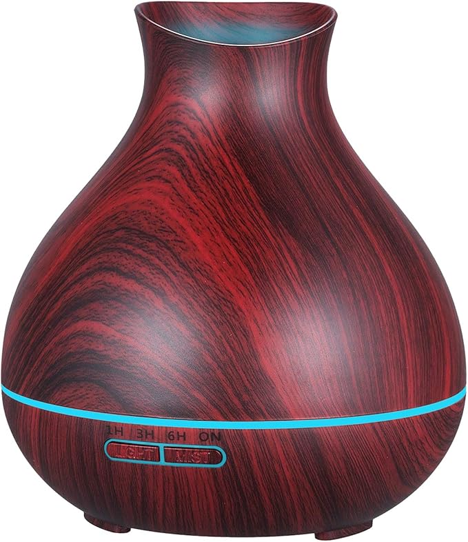 BZseed Aromatherapy Essential Oil Diffuser 550ml 12 Hours Wood Grain Aroma Diffuser with Timer Cool Mist Humidifier for Large Room, Home, Baby Bedroom, Waterless Auto Shut-off,7 Colors Lights Changing by BZseed+Diffuser