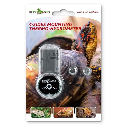 REPTI ZOO Upgraded Reptile Terrarium Thermometer Hygrometer,Digital Pet Temperature and Humidity Gauge with Suction Cup for Reptile Rearing Box Tank,4-Sides Mounting - Image 6