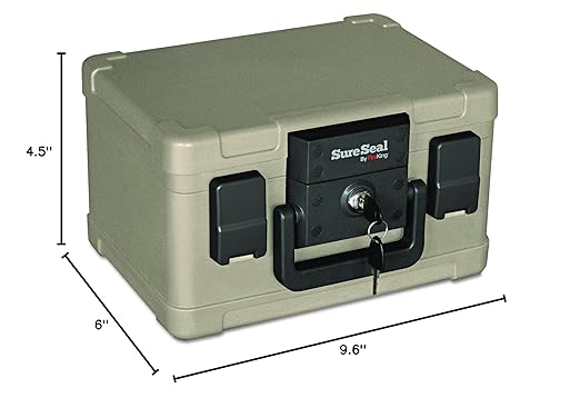FireKing SureSeal Fire Safe with Key Lock, 1 Half Hour Fire Rated, UL Rated & 100 Hour Water Resistant Home Safe, Portable Home Safes, Taupe - Image 6