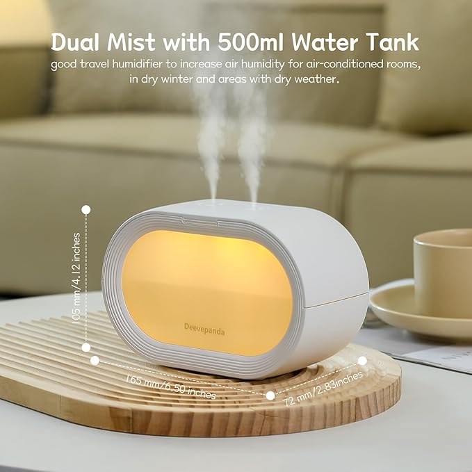 Small Dual Cool Mist Humidifiers for bedroom,500ml Mini Plant Humidifier indoor, Rechargeable Battery Powered Portable Desk Baby Humidifiers for Kids Room Home Baby Nursery, Office - Image 2