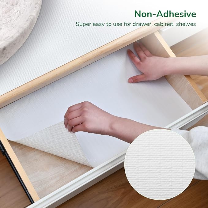 Practical White Shelf Liners for Kitchen Cabinets 18" x10FT, Non-Adhesive Drawer Liner, Non-Slip Strong Grip Cabinet Liner Thickened Mats Waterproof Shelf Paper for Countertop, Cupboard, Dressers - Image 2