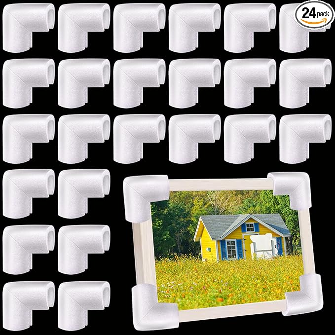 24 Pcs Foam Corner Protectors for Shipping, L-Shaped Edge Guards for TV Moving Box, Picture Frames, Mirrors, and Furniture, Must-Have Moving Supplies by Pwbarwq
