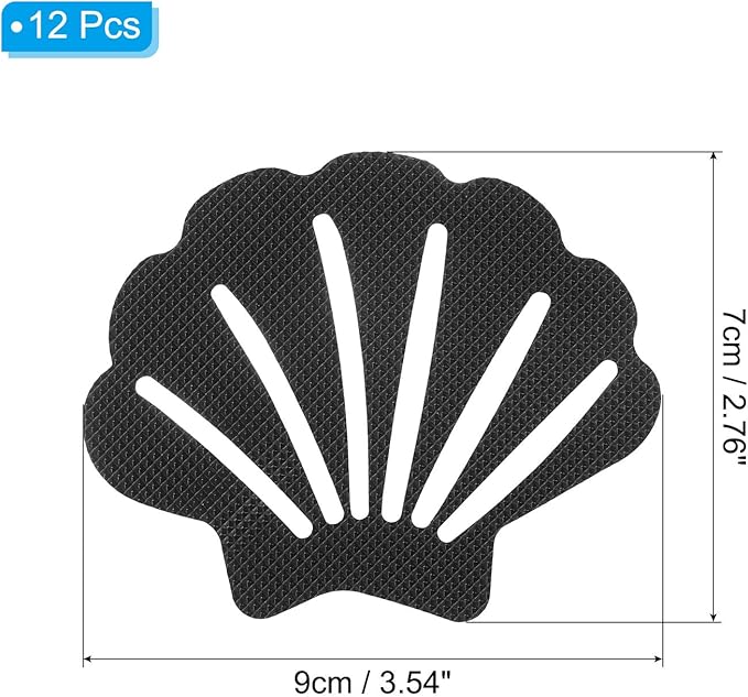 PATIKIL 12 Pcs Non Slip Bathtub Stickers, Anti Slip Shower Stickers Bathroom Shower Floor Decals Sea Shell Shape Cute Treads Tubs, Black - Image 2