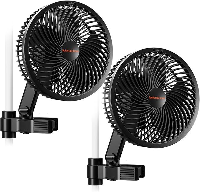 Spider Farmer 2-Pack Grow Tent Clip Fan 6", EC Motor, Custom 10 Dynamic Wind Speeds and 10-Level Oscillation, Weatherproof IP-54, Powerful Airflow but Quiet for Hydroponics Circulation Cooling by SpiderFarmer