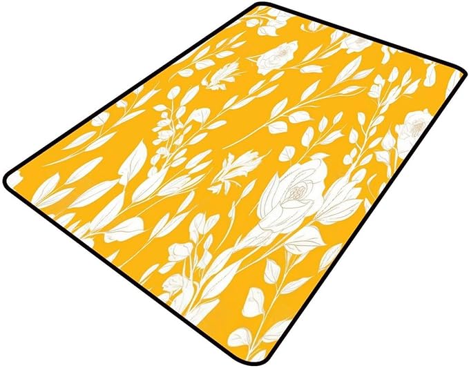 White Rose Floral Printing Pile Carpet - Foldable Area Rug for Living Room/Bedroom - Fade, Flame, and Stain Resistant, Quick Dry, Waterproof Floor Carpet, 36 x 60 Inch by Snarena