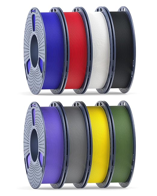 250g Matte PLA Filament 1.75mm Bundle,SUNLU 3D Printer Filament Bundle Multicolor, Neatly Wound PLA Filament, 250g Spool,8 Rolls, Black+White+Grey+KleinBlue+OliveGreen+Red+Oak+LavenderPurple by YOOPAI