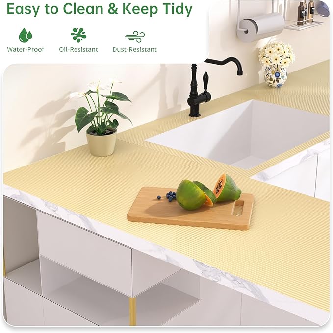 Shelf and Drawer Liner for Kitchen Cabinet, Non-Adhesive 18in x 360in Waterproof Durable Thickened EVA Material Easy-to-Cut Contact Paper Non Slip Mat for Refrigerator, Cupboard, Dresser - Image 4