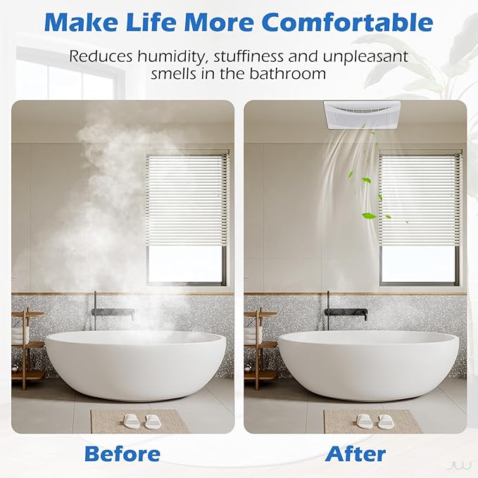 COSTWAY Bathroom Exhaust Fan, 110 CFM Ceiling Mount Exhaust Ventilation Fan, Energy-Saving Household Bath Vent Fan w/Metal Housing, 4 Inches Duct, 1 Sones Quiet Operation, White - Image 7