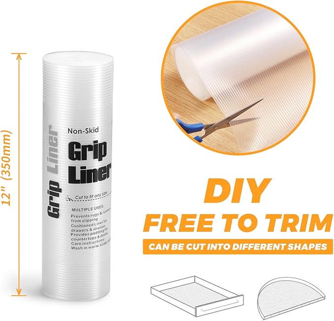 Glotoch 2 Rolls 12" X20 FT Non Adhesive Clear Shelf Liners for Kitchen Cabinets, Waterproof Drawer Liners for Kitchen, Non Slip Cabinet Liners for Shelves/Dresser/Refrigerator/Bathroom - Image 3