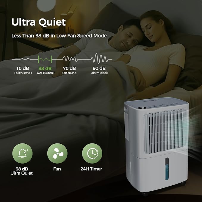 2,500 Sq.Ft Dehumidifier for Basement with Drain Hose, MAX 34 Pint Dehumidifiers for Home with 3 Modes, Smart Humidity Control & Display, 24HR Timer, Auto Defrost for Large Room, Bathroom,Bedroom - Image 8