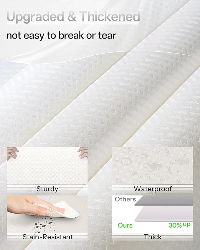 Shelf and Drawer Liner for Kitchen Cabinet, Non-Adhesive 18in x 120in Waterproof Contact Paper Refrigerator Liners Thickened Durable EVA Material Non Slip Mat for Dresser Cupboard Pantry Protector - Image 2
