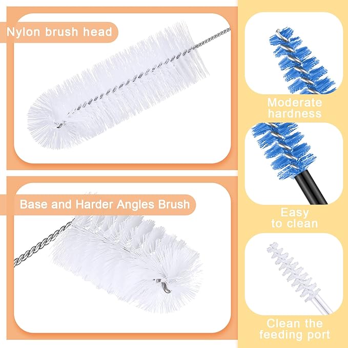 Hummingbird Feeder Cleaning Brush 19 Pieces 3 Size Mini Nylon Double Headed 2 in 1 Hummingbird Brush Hard to Reach Places Tiny Cleaning Kit(White) - Image 3