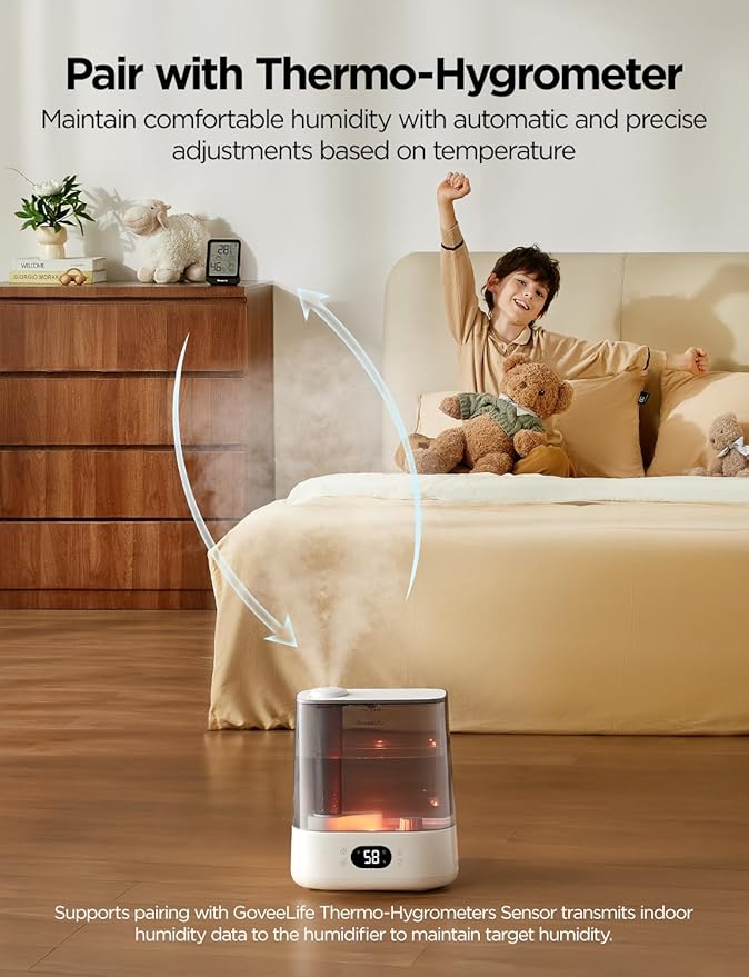GoveeLife Smart Humidifiers for Bedroom, 6L Cool Mist Top Fill for Large Room, Humidity Sensor, Auto Mode, Schedule, 60H Quiet Runtime, WiFi Humidifier Essence Diffuser for Baby Plant, Work with Alexa - Image 3