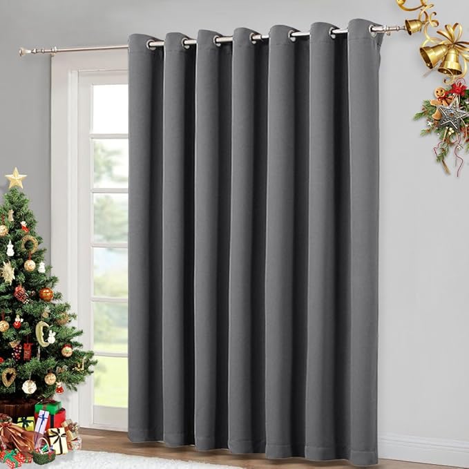 NICETOWN Floor to Ceiling Curtains, Room Divider Curtain Screen Partitions, Vertical Blind for Sling Door, Blackout Window Curtains Privacy Blinds for Patio (Grey, 1 PC, 9ft Tall x 12.5ft Wide) - Image 6