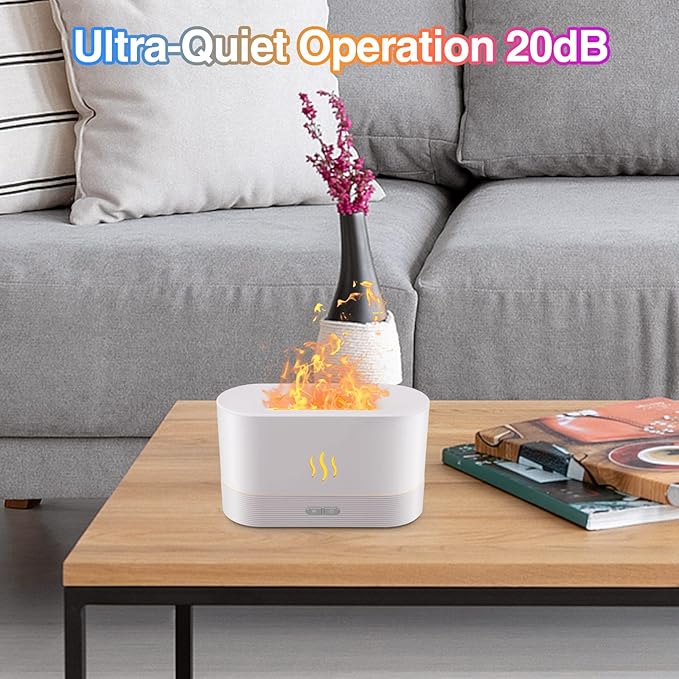 Colorful Flame Air Aroma Diffuser Humidifier, Upgraded 7 Flame Color Noiseless Essential Oil Diffuser for Home,Office,Yoga with Auto-Off Protection 180ml (8Hours White) - Image 5