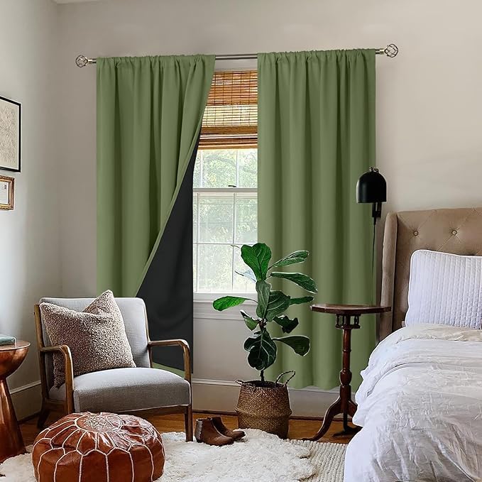 BGment Blackout Curtains for Living Room 84 Inch Length 2 Panels Set, Full Room Darkening Thermal Insulated Noise Cancelling Privacy Window Curtains with Rod Pocket, Each Panel 42 Inch, Grass Green - Image 2