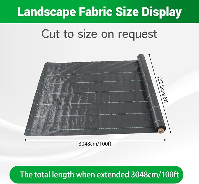 Weed Barrier Fabric Planting Cover - 6 x 100 FT Heavy Duty Landscape Fabric Ground Cover Block for Outdoor Planting - Image 4