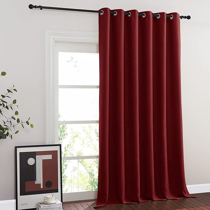 NICETOWN Glass Door Curtain for Windows, Extra Wide Thermal Insulated Curtain Panel Room Darkening Curtain Drape for French Door (Burgundy Red, W80 x L95, 1 Piece) - Image 8