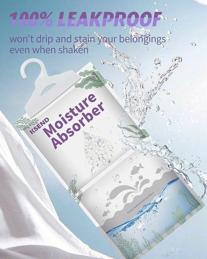 Moisture Absorbers 8 Packs - 9.8 oz Dehumidifier Bags, Portable Moisture Hanging Bags for Closet, Bathroom and Kitchen, Fragrance Free, 11.8'' x 6.3'' - Image 5