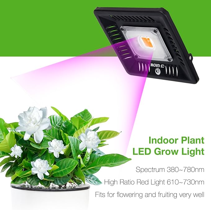 Waterproof 100W LED Grow Light Full Spectrum, New Technology COB LED Grow Light, Natural Heat Dissipation Without Noise, Suitable for Plants All Growing Stage Indoor or Outdoor. - Image 2