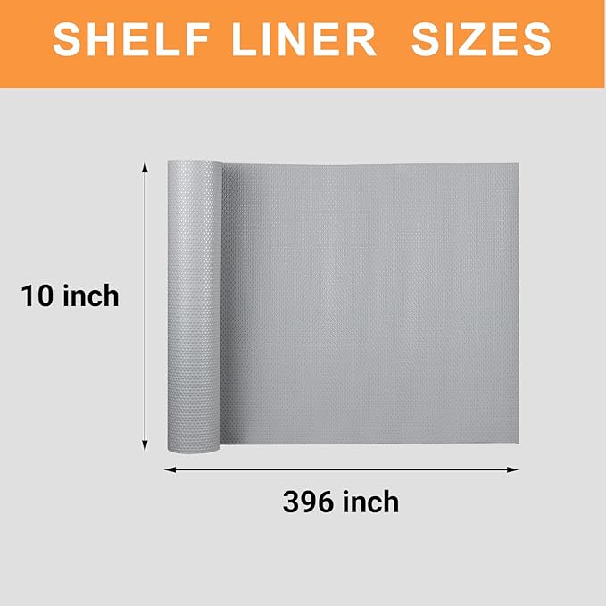 Shelf Liners for Kitchen Cabinets Waterproof: 10 Inch Wide Drawer Liner Light Gray - 10 in × 33 FT Easy to Cut Non-Adhesive Shelf Paper for Pantry - Image 8