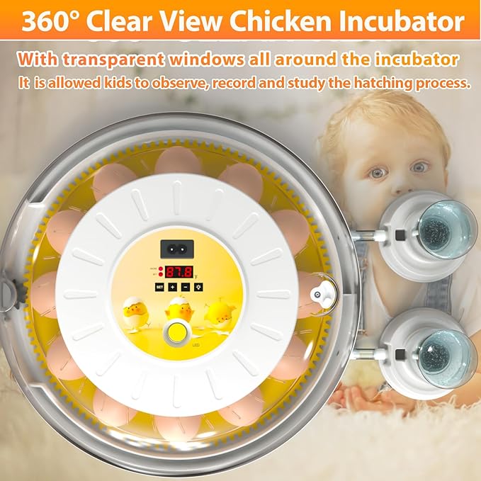 Egg Incubators for Hatching Eggs with Automatic Egg Turner, 8 Incubator for Chicken Eggs with Egg Candler for Chicken, Duck, Quail, Smart Egg Hatcher for Beginners & Kids - Image 6