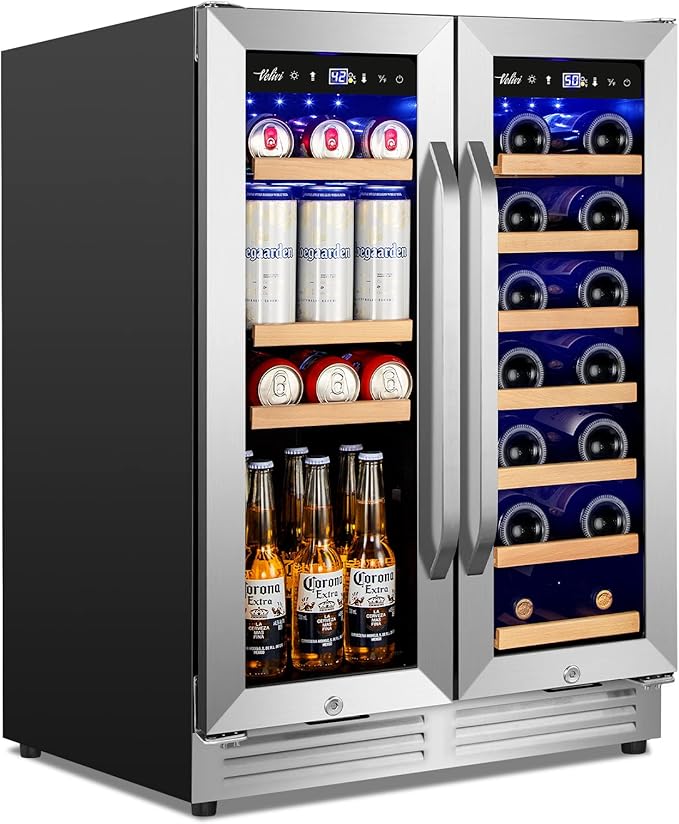 Wine and Beverage Refrigerator Upgraded, 24 Inch Beverage Refrigerator Cooler Dual Zone with Glass Door, Under Counter or Freestanding Beverage Fridge with Large Capacity, Advanced Cooling System - Image 9
