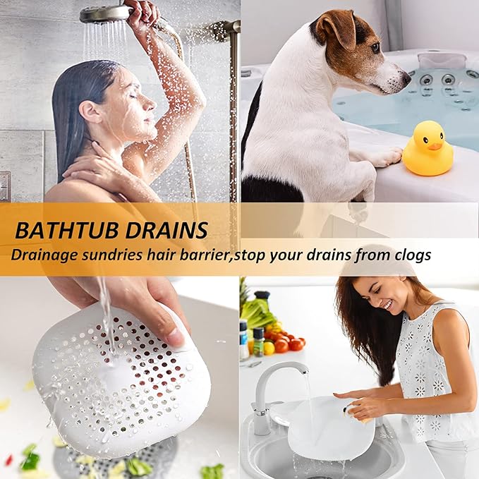Hair Drain Catcher,Square Drain Cover for Shower Silicone Hair Stopper with Suction Cup,Easy to Install Suit for Bathroom,Bathtub,Kitchen 4 Pack (Pure White) - Image 6