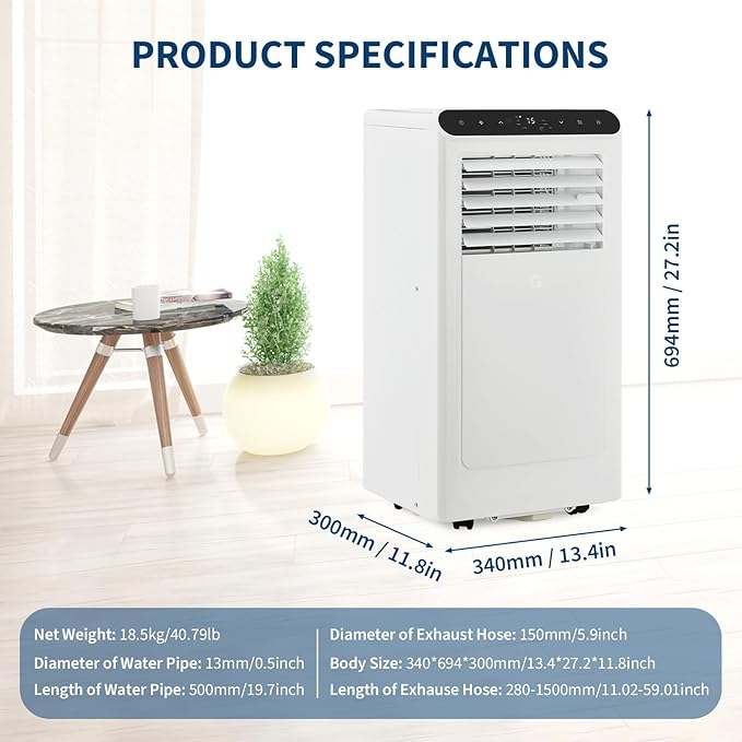GarveeHome Portable Air Conditioner, 8,000 BTU Smart AC with 24H Timer, Window Kit & Fan Mode, Ventless Design, Portable Air Conditioner with Hose. - Image 2